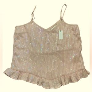 NWT Anthropologie Amelie Sequin 
Cami Tank Pink/Peach Ruffle Hem Size 14